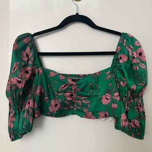 ZARA Green floral crop top -worn twice-